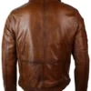 Mens Distressed Leather Biker Jacket Belted Brown Fur Collar