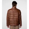 Mens Distressed Leather Puffer Jacket In Brown1
