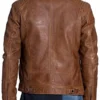 Mens Waxed Sheepskin Fashion Leather Jacket Elegant Brown