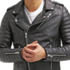 Men's Fitted Leather Biker Jacket