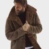 Mens Real Sheepskin Winter Shearling Fur Coat Black