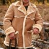 Men's Sheepskin Brown Leather Shearling Coat