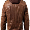 Men’s Leather Hooded Biker Jacket