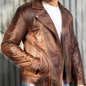 Men’s Asymmetric Motorcycle Leather Jacket