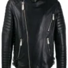 Men’s Padded Sleeves Biker Leather Jacket