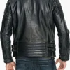 Mens Quilted Rub Off Goatskin Black Leather Jacket Distressed