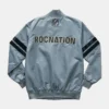 Mens Roc Nation Gray Super Bowl LIX Full Snap Satin Jacket