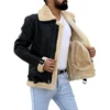 Mens Sheepskin Fashion Leather Jacket Decent Black