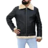 Mens Sheepskin Fashion Leather Jacket Decent Black
