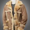 Mens Shearling Brown Sheepskin Leather Coat