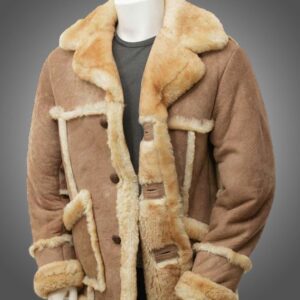 Mens Shearling Brown Sheepskin Leather Coat