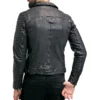 Mens Waxed Sheepskin Leather Motorcycle Jacket Black - Image 2