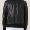 Mens Shirt Collar Black Bomber Leather Jacket