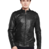 Mens Slim Fit Black Leather Jacket