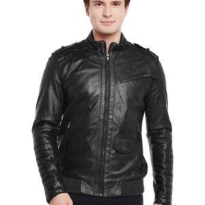 Mens Slim Fit Black Leather Jacket