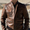 Mens Brown Leather Motorcycle Jacket