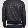 Mens Standing Collar Leather Bomber Jacket