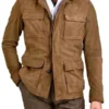 Mens Four Flap Pockets Brown Suede Jacket