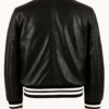 Mens Synthetic Leather Baseball Jacket Black