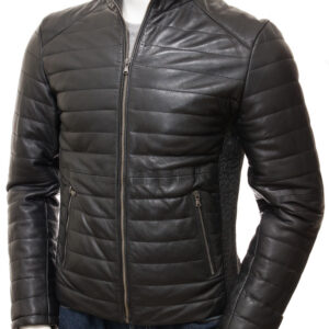 Men’s Trimmed Quilted Leather Jacket