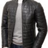 Men’s Trimmed Quilted Leather Jacket