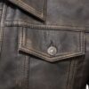 Men’s Vintage Denim and Leather Biker Jacket