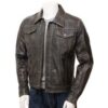 Men’s Vintage Denim and Leather Biker Jacket