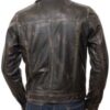Men’s Vintage Denim and Leather Biker Jacket