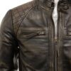 Men’s Vintage Denim and Leather Biker Jacket