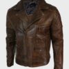 Mens Vintage Distressed Brown Motorcycle Leather Jacket