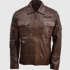 Men’s Waxed Brown Biker Leather Jacket
