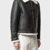 Mens Leather Shearling Black Coat