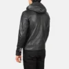 Mens Plain Black Bomber Leather Jacket