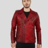 Burke Distressed Red Motorcycle Leather Jacket