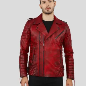 Burke Distressed Red Motorcycle Leather Jacket