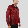 Burke Distressed Red Motorcycle Leather Jacket - Image 7