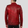 Burke Distressed Red Motorcycle Leather Jacket - Image 6