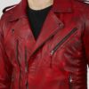 Burke Distressed Red Motorcycle Leather Jacket - Image 5