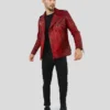 Burke Distressed Red Motorcycle Leather Jacket - Image 4