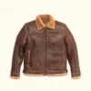 Mens Shearling Brown Bomber Leather Jacket