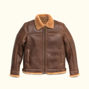 Mens Brown Shearling Bomber Jacket