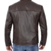 Mens Vintage Style Cowhide Leather Biker Jacket Dark Brown