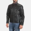 Mens Rustic Black Leather Biker Jacket 3 604a9900 bb98 4637 958d cc01ef7badfd