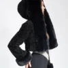 Miss Circle Kali Cropped Black Faux Fur Jacket