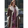 Anne Hathaway Modern Love Brown Shearling Coat