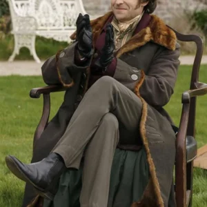 Mr. Malcolms List Oliver Jackson-Cohen Trench Coat With Shearling Trim
