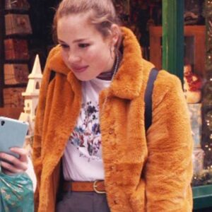 My Dad's Christmas Date Emma Orange Shearling Jacket