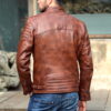 Mens Moto Racer Brown Leather Jacket