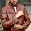 Mens Moto Racer Brown Leather Jacket