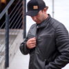 Men's Leather Motorcycle Biker Jacket - Image 5